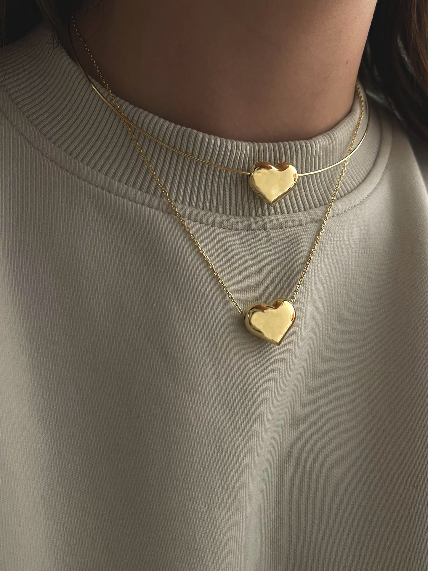 CHUNKY HEART NECKLACE ORO/ARGENTO