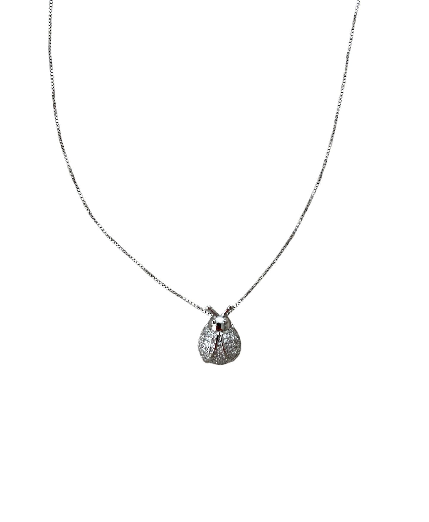 WHITE LADYBUG NECKLACE