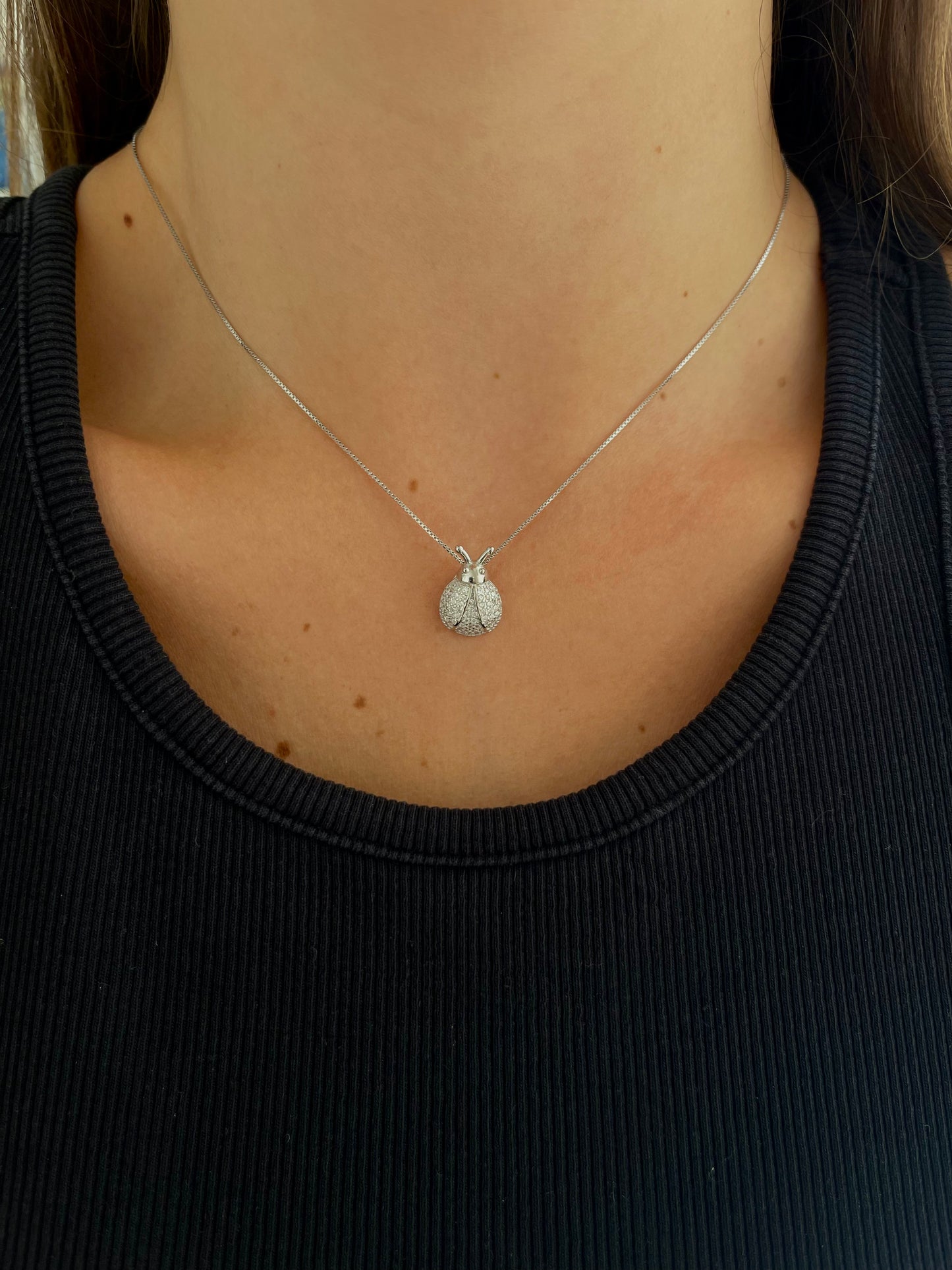 WHITE LADYBUG NECKLACE