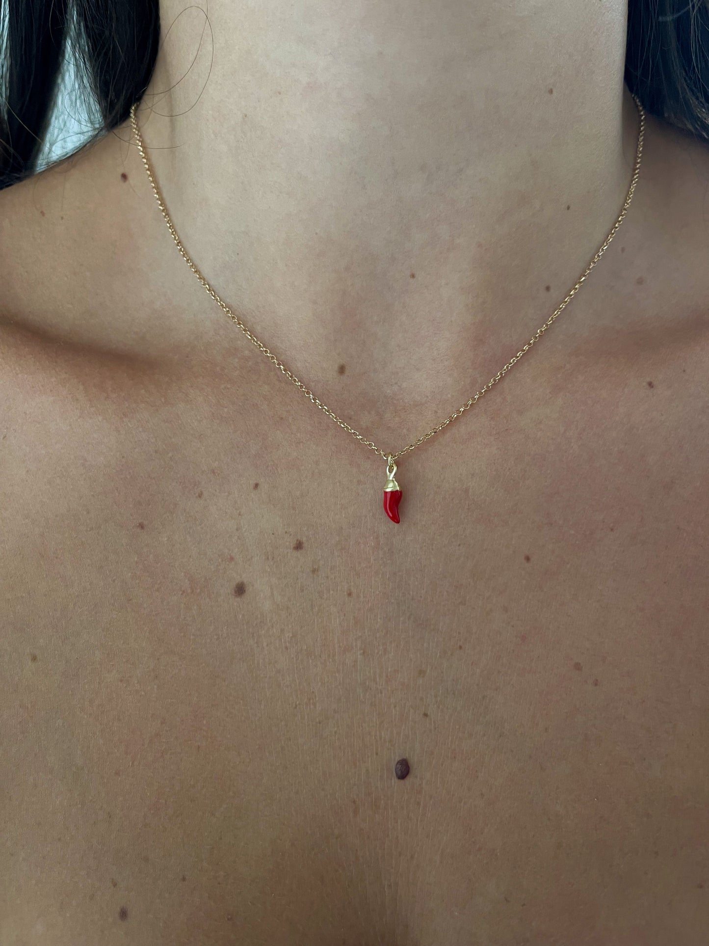 RED MICRO CORNETTO NECKLACE