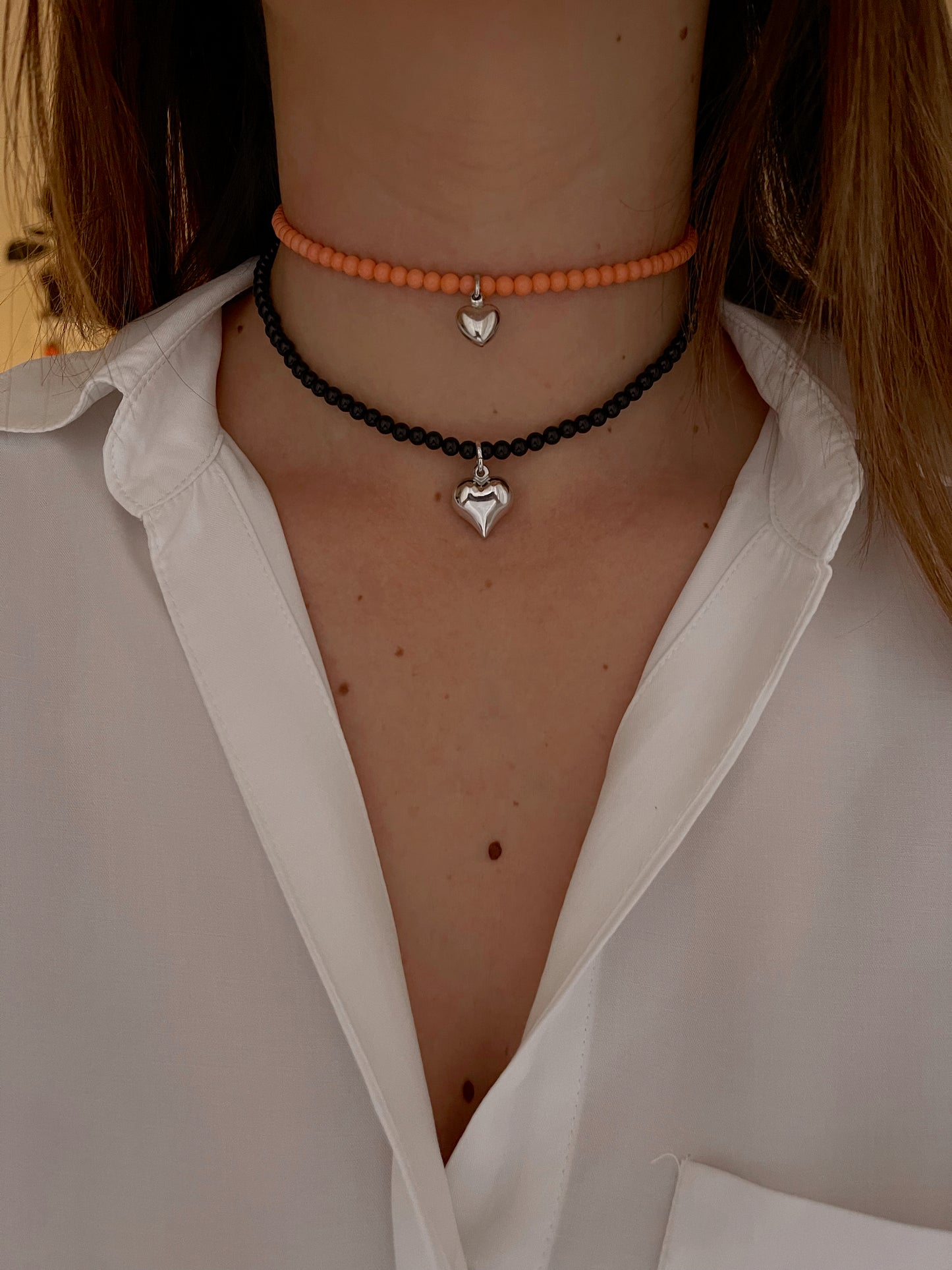 PEACHY CORAL COLLIER ORO/ARGENTO